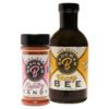 Bottles of Country Candy rub and Honey Bee sauce