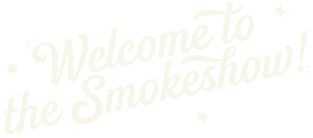 A black and white image of the words welcome to smokestack.