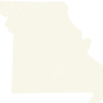 A white map of the state of missouri.