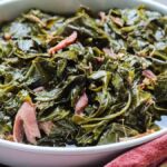 Southern Collard Greens in a white beveled plate