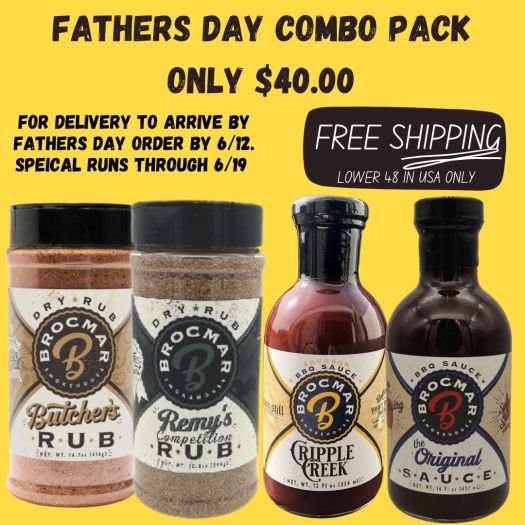 A father 's day combo pack of bbq rubs and sauces.